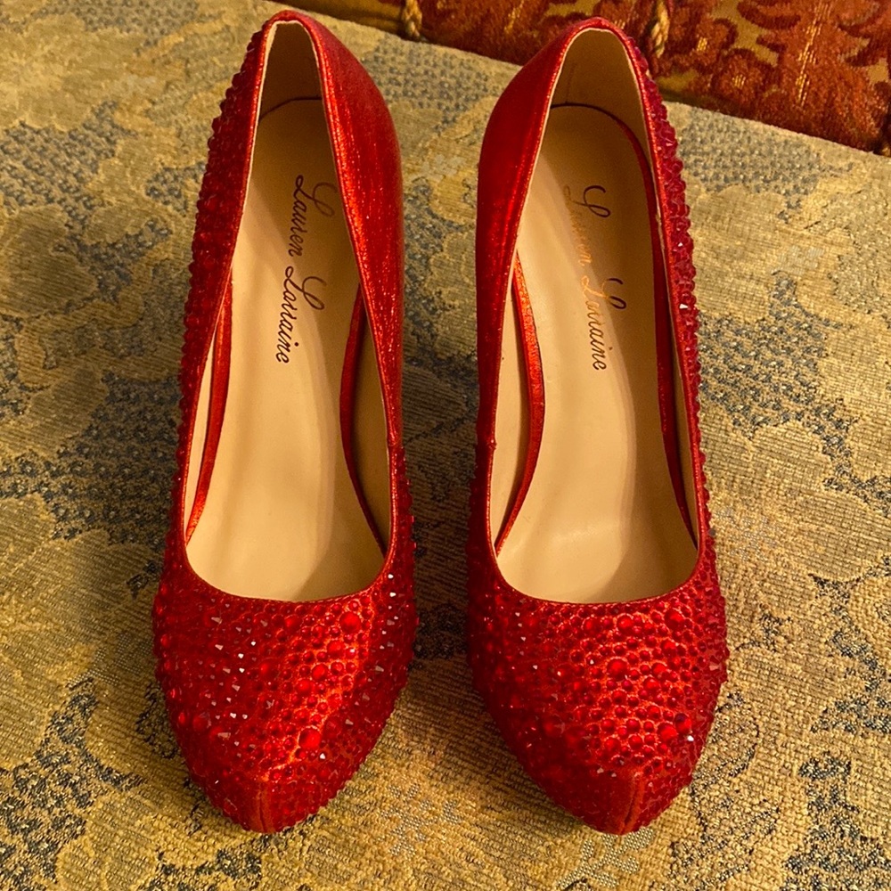 Lauren Lorraine Red rhinestone heels size 6